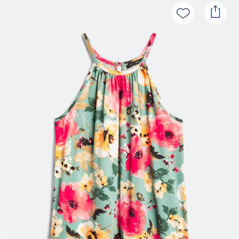 Papermoon Floral Halter Top - Green and Pink
